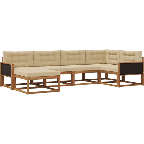 Outdoor Sofa Set with Cushion 6 pcs Natural and Beige vidaXL (1/5)
