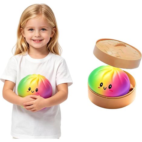 Balle anti-stress géante en forme de ravioli, balle anti-stress jumbo douce à remontée lente, grande balle anti-stress mignonne en forme de ravioli, jouet de bureau anti-stress pour enfants - colorée  (1/5)