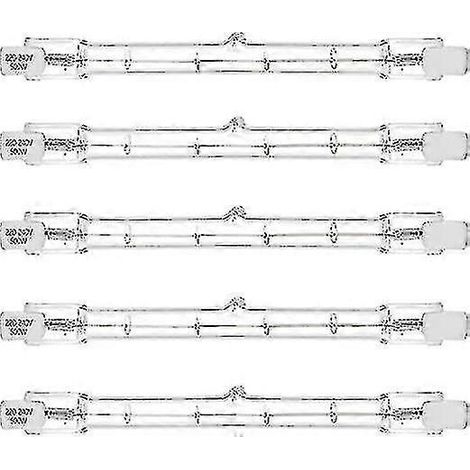 Paquete de 5 bombillas halógenas R7s de 500 W para focos de seguridad con base doble, 118 mm J118 (1/5)