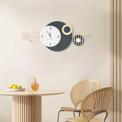100x42cm Horloge décorative moderne, horloge murale en métal à piles pour chambre, cuisine ou bureau (1/5)