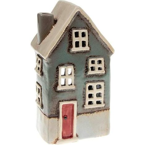 Joe Davies JD310760 Bougeoir pour Bougie Chauffe-Plat Motif Maison de Campagne, Bleu Sarcelle (1/5)