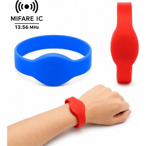 Bracciale Mifare IC 13,56 MHz in Silicone per Controllo Accessi e Serrature  Blu (1/5)