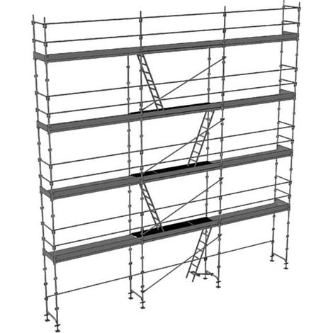 Gerüst 100m² - Stellrahmen + Gerüstböden + Bordbretter + Geländer - DUO100GCM-SPP