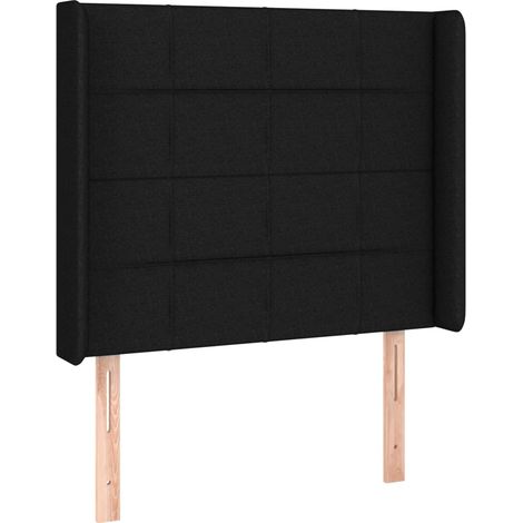 Testiera letto accessorio arredo camera da letto con bordo laterale 83 x 16 x 118/128 cm tessuto nero TDL0204461