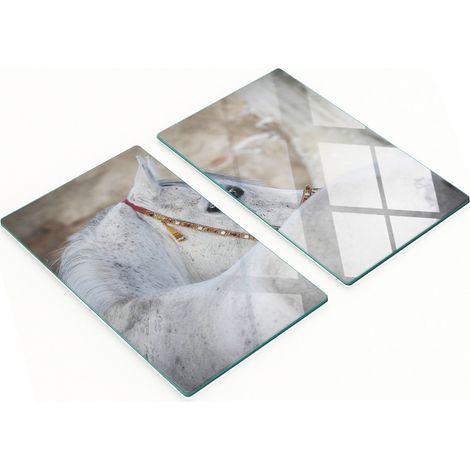 Robuste und stilvolle Küchenbretter aus Glas mit Araberpferde-Motiv, 2 x 30 x 52 cm (1/5)