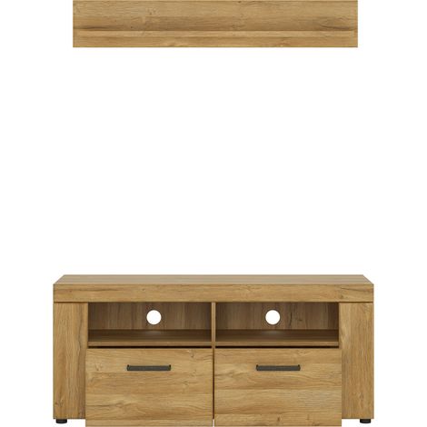 TV Kombination, Fernsehschrank und Wandboard, in Grandson Eiche Nb. CARIATI-129, B/H/T ca. 128/165/41 cm (1/4)