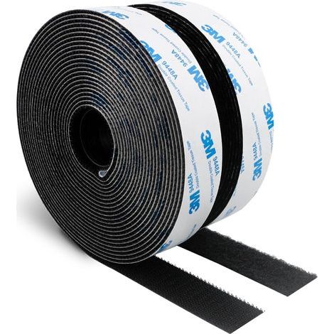 Velcro 3M, auto-adhésif, 25 mm x 3 m, extra fort, noir, dos auto-adhésif durable, fermeture en nylon, bande adhésive pour loisirs créatifs, projets de bricolage et réparations (1/5)