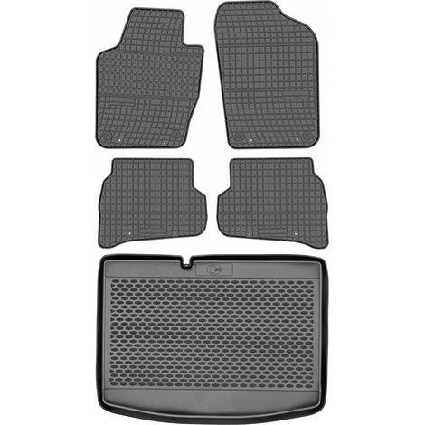 Set di tappetini in gomma per auto e tappetino per bagagliaio per Volkswagen Polo V Hatchback dal 2009 al 2018