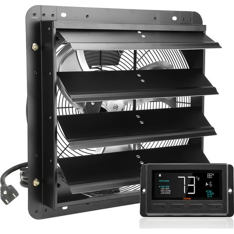 VEVOR Extractor de Persiana con Controlador de Temperatura y Humedad, Motor EC, 2650 CFM, Ático de Montaje en Pared Ajustable de 10 Velocidades, para Invernaderos, Garajes, Cobertizos 40,9 x 49,7 cm