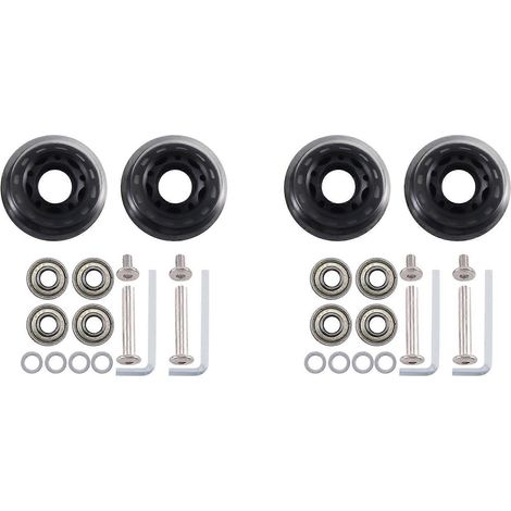 Kit de réparation de luxe en 2 jeux de clés pour axes de roues de bagages de rechange 60 mm x 18 mm avec roues en PU et roulements en acier au carbone (1/5)