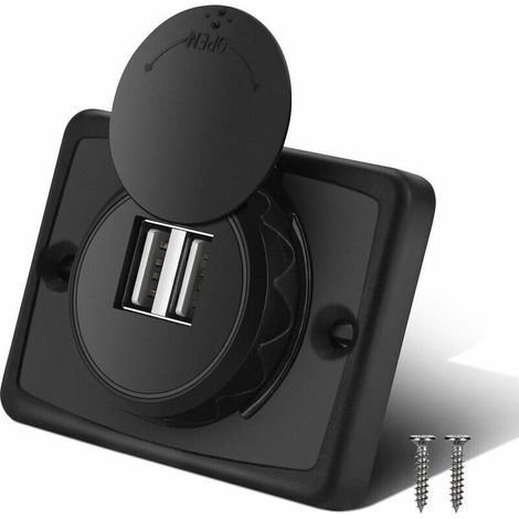 Chargeur Double USB de Voiture, 5V/3.1A 12V LED étanche Voiture Double Noir ABS Port USB Chargeur Prise de Courant pour Camping Car Bateau Marine (1/5)