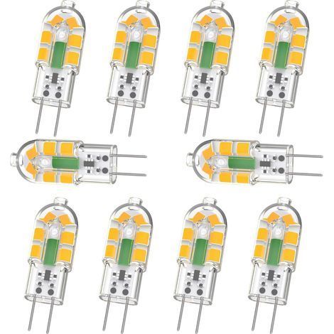 Ampoule LED G4, 2 W, 200 lm, équivalent à une ampoule halogène G4 de 20 W, blanc chaud 3000 K, 12 V AC/DC, sans scintillement, non dimmable, lot de 10. (1/5)