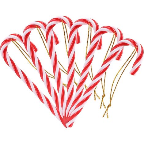 Decoration Noel Sapin, 12pcs Sucre d'orge Deco Noel a Suspendre Interieur Maison en Plastique, Candy Cane Rouge et Blanc pour Christmas Tree Decorations (1/5)