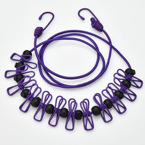 Tendedero elástico para acampar y viajar, ideal para balcones y jardines (morado, 1 unidad) (1/5)