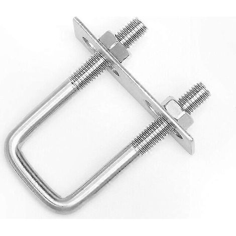 Lot de 4 boulons en U, 80x50mm acier inoxydable avec plaques à écrous et rondelles, colliers de fixation pour tubes jusqu'à 50mm de diamètre (1/4)