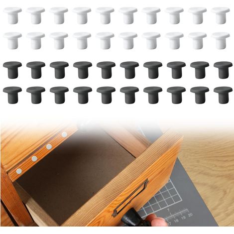 Butées Plates Rondes avec Axe en ABS – Protection Antirayures pour Meubles, Portes et Surfaces – Kit de 20 Pièces (Blanc) (1/2)