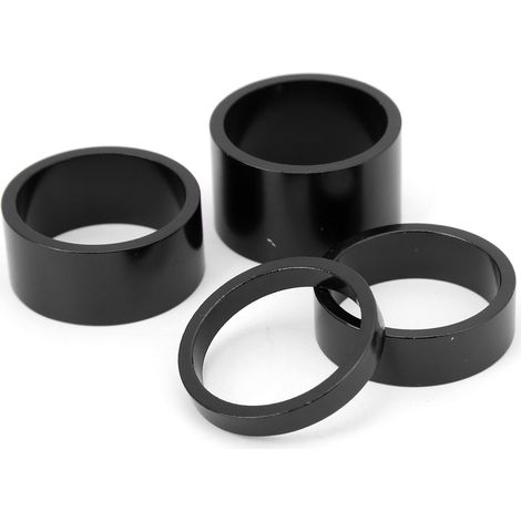 4 Rondelles de Réglage pour Direction de Vélo, Entretoises de Fourche 5 10 15 20mm, Joints Noirs pour Potence et Guidon, Kit de Montage (1/4)