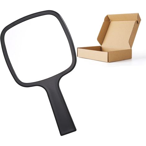 1 Miroir à main, grand format 31 cm, design noir, trou de suspension, pour coiffeurs et maquillage (1/5)