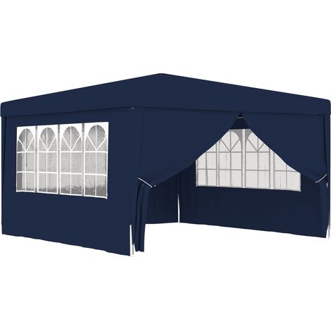 Tente de réception avec parois latérales, Tonnelle de Jardin, Pergola Pavillon Chapiteau 4x4 m Bleu 90 g/m² FCV82946 (1/5)