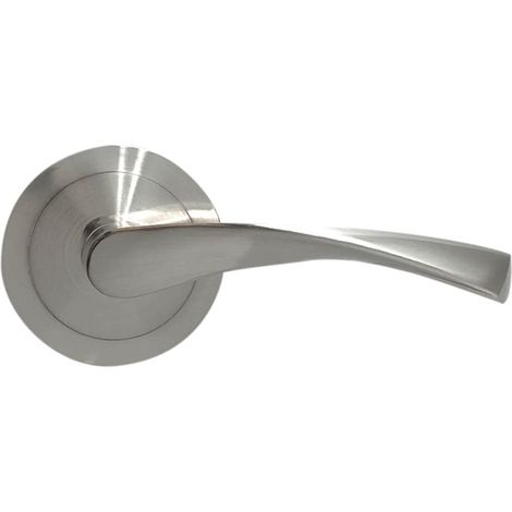 Jeu de poignée avec rosace large (65 mm) et poignée en aluminium, finition nickel satiné, couleur argent, 140 x 65 x 65 mm (1/5)