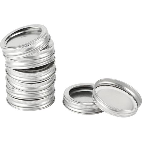 Couvercles ronds pour bocaux en verre à fermeture hermétique, accessoires de cuisine (10 anneaux circulaires argentés de 70 mm + couvercle). (1/5)