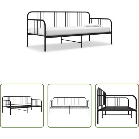 Tagesbett -  Schlafsofa Bettgestell Schwarz Metall 90x200 cm
