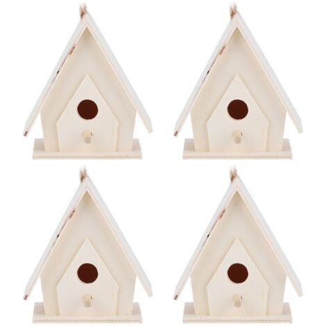 Mini-Hängevogelhäuschen aus Holz, 4 Stück, Nester, Käfig, dekoratives Kunsthandwerk für Garten und Hof (1/5)