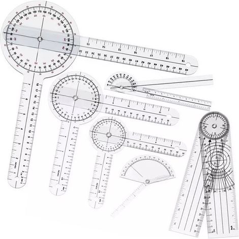 6-teiliges medizinisches Goniometer-Set aus transparentem PVC mit verschleißfester Winkelmessskala für die Orthopädie (1/5)
