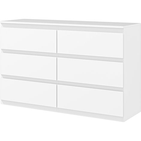 Cassettiera portaoggetti 120 x 39 x 75 cm 6 cassetti senza maniglie salva-spazio minimalista moderno pratico in MDF bianco 210001572