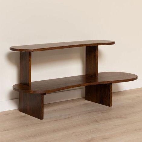 Console Étagère Polanco en Bois de Manguier à 2 Niveaux 141x65x48cm