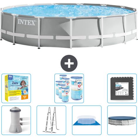 Piscine Intex Round Prism Frame - 457 x 107 cm - Grise - Comprend des Accessoires CB49 (1/4)