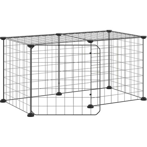 Maison Exclusive - Gabbia per Animali 8 Pannelli con Porta Nero 70x35x35 cm Acciaio (1/5)