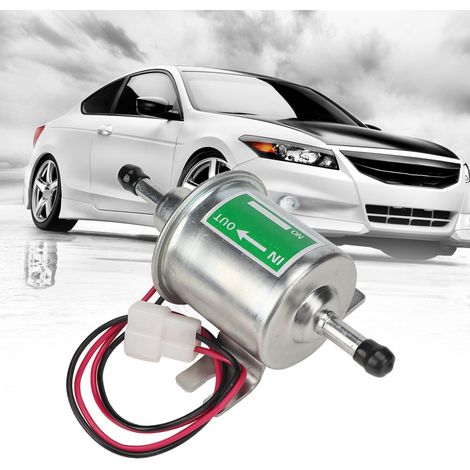 Pompe à carburant électrique universelle 24 V pour voiture et bateau, avec filtre en ligne, pour essence et diesel (argentée) (1/5)
