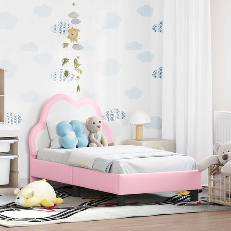Kinderbettgestell mit Kopfteil mit Kopfteil Rosa 70 x 140 cm PU