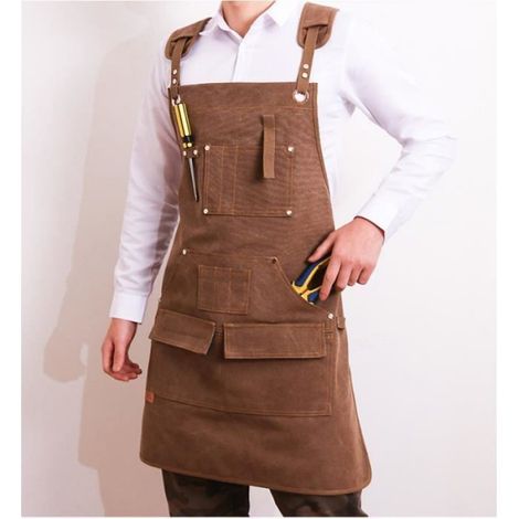 Tablier de Travail Durable, Tablier en Toile Homme, Tablier Réglable Multipoches, pour Menuisier Peinture Jardinier (1/4)