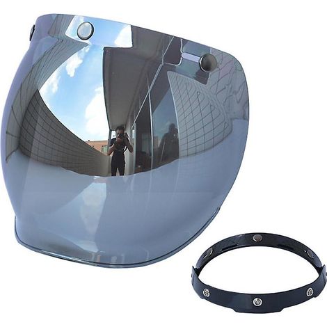 Visière bulle pour casque de moto, avec support rabattable pour casques jet à 3 boutons-pression (1/2)