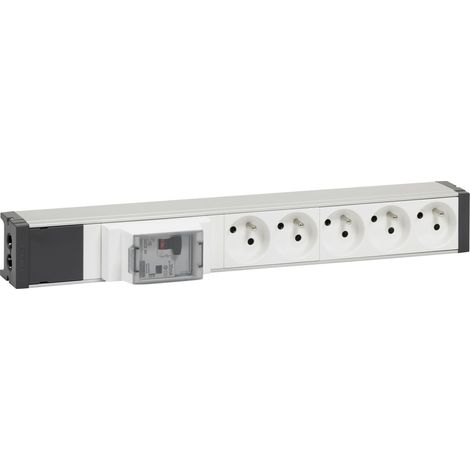Legrand – Bloc nourrice 5 prises 2P+T 16A 250V~ – Disjoncteur différentiel 30mA – Cuve aluminium – Installation intérieure