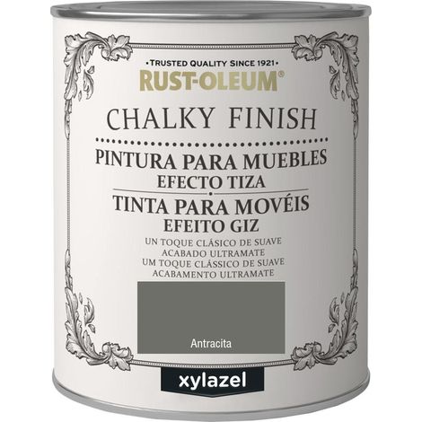 XYLAZEL chalky muebles 750ml antracita , Rust Oleum Chalky Finish Pintura para Muebles Xylazel. Pintura al agua para muebles efecto tiza. Es una pintura divertida que te permite co