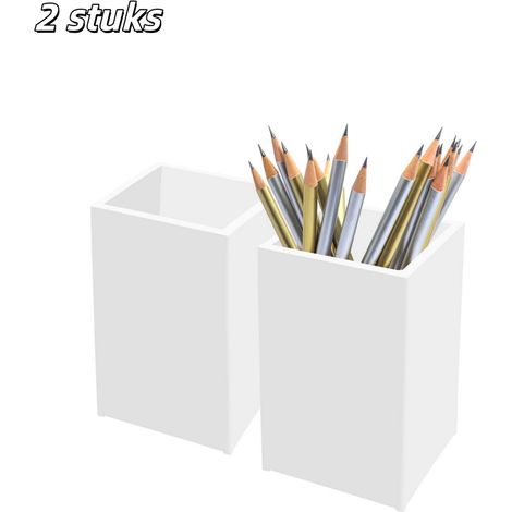 porte crayons boîte de rangement organisateur de cosmétiques acrylique convient pour les plans de travail de salle de bain la cuisine et le bureau blanc lot de 2 porte crayons (1/5)