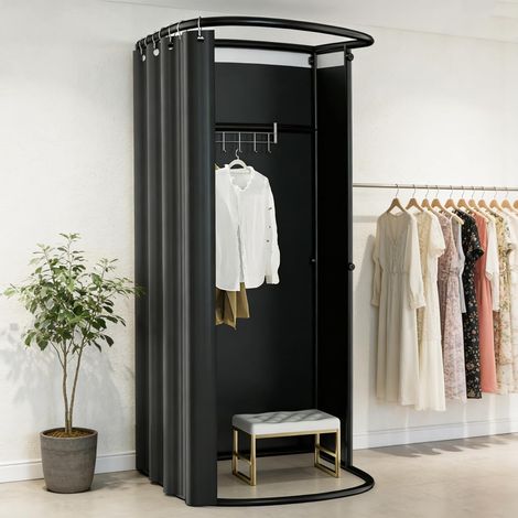 Cabine D'essayage Portable, Mobile Magasin Vêtements D'essayage,Noir Cabine Essayage, 200X100X95CM, Vestiaire Centre Commercial Temporaire Portable Écran (1/5)