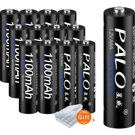 Piles AAA Rechargeables, Capacité de 1100mAh, Chargeur Rapide Compatible, 12 batterie AAA (1/2)
