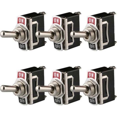 Interrupteur à Bascule 12V-24V-48V-110V/10A, 220V-230V/6A, SPST ON/OFF 2 Positions 2 Broches, pour Voiture Tableau de Bord Lumière (Pack de 6, Noir) (1/4)