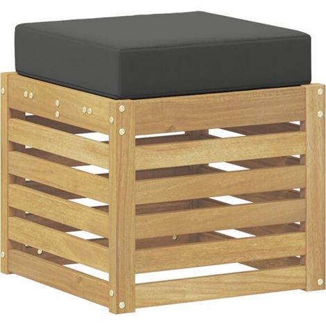 Banc de jardin blanc, 43 x 43 x 45 cm, bois d'acacia massif. (1/5)