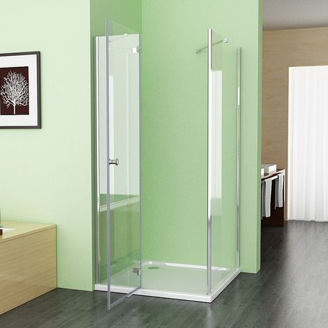 Duschkabine Scharniertür cm Eckeinstieg Dusche Duschabtrennung 5mm ESG Glas, Tür 80 x 90 Seitenwand x195 cm