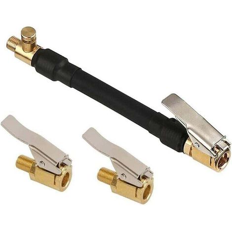 Adaptateur de Valve de Pneu de Voiture, Tuyau Pompe Gonflage Pneu avec 2 Embout de Gonflage Laiton, Raccord de Valve de Gonflage pour Voiture, Vélo, Moto-Devenirriche (1/4)