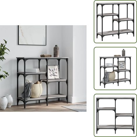 The Living Store Table console sonoma gris 80x29x75 cm bois d'ingénierie - Table Basse - Meuble D'entrée - Table D'appoint - Table Console - Design Industriel (1/5)