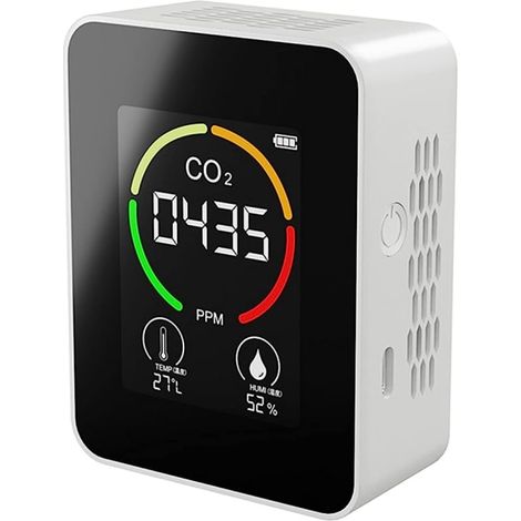 Détecteur de CO2 blanc, moniteur de dioxyde de carbone pour maison, capteur de qualité d'air intérieur, appareil de mesure précis, 1 pièce. (1/5)
