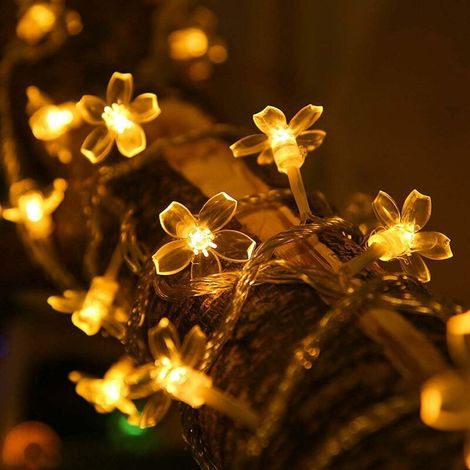 Guirlande Lumineuse Fleur Cerise 3m 20LED Blanche Chaude Pile Étanche Déco Intérieur Extérieur Jardin Patio Noël (1/4)