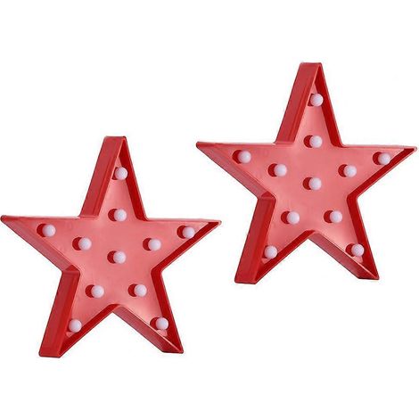 Lot de 2 veilleuses en plastique en forme d'étoile, à piles, avec LED et enseigne lumineuse ( )