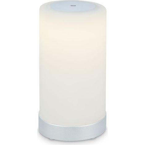 BRILONER - Lampada da tavolo a LED a batteria, dimmerabile, vetro Lampada da tavolo a LED senza fili, funzione touch, 3.300K bianco caldo, cromo bianco opaco, 245x125 mm (HxD) (1/5)
